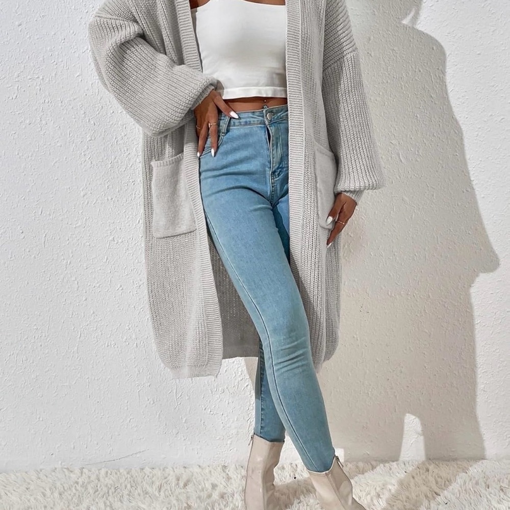 Women's Gray Cardigan Sweater